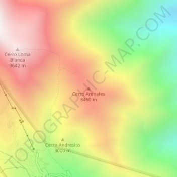 Cerro Arenales topographic map, elevation, terrain