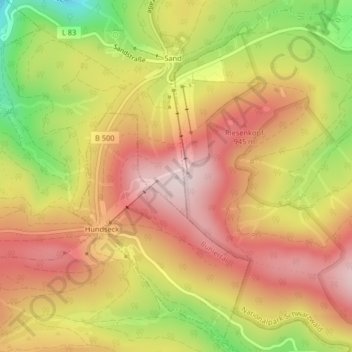 Mehliskopf topographic map, elevation, terrain