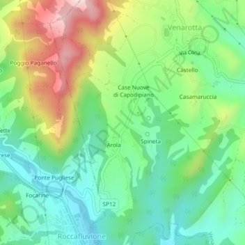 Capodipiano topographic map, elevation, terrain