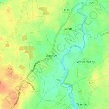 Grumby topographic map, elevation, terrain
