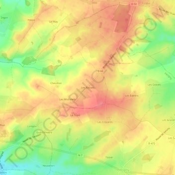 Les Basses topographic map, elevation, terrain