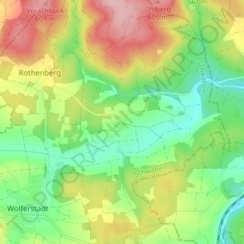 Zwerchstraß topographic map, elevation, terrain