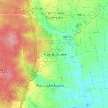 Hilpertshausen topographic map, elevation, terrain