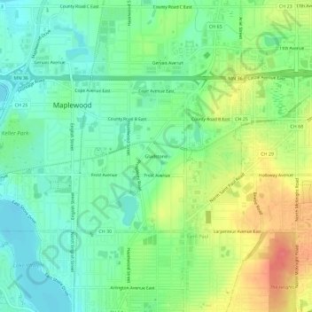 Gladstone topographic map, elevation, terrain