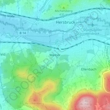 Weiher topographic map, elevation, terrain
