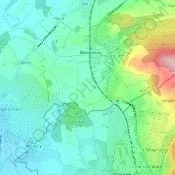 Waad topographic map, elevation, terrain