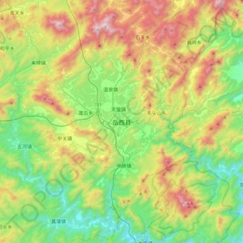 岳西县 topographic map, elevation, terrain