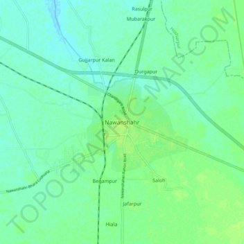 Nawanshahr topographic map, elevation, terrain
