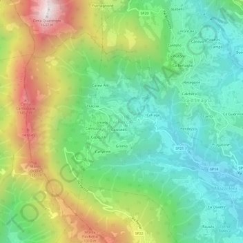 Valsecca topographic map, elevation, terrain