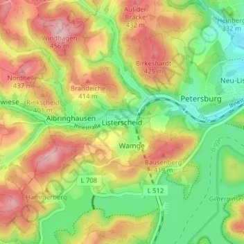 Listerscheid topographic map, elevation, terrain