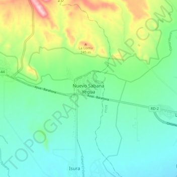 Nuevo Sabana Yegua topographic map, elevation, terrain