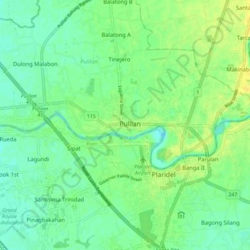 Pulilan Topographic Map, Elevation, Terrain