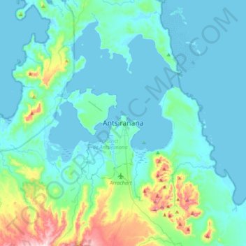 Antsiranana topographic map, elevation, terrain