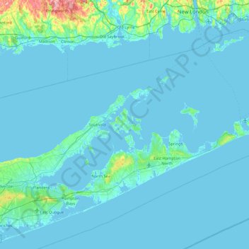 Shelter Island topographic map, elevation, terrain