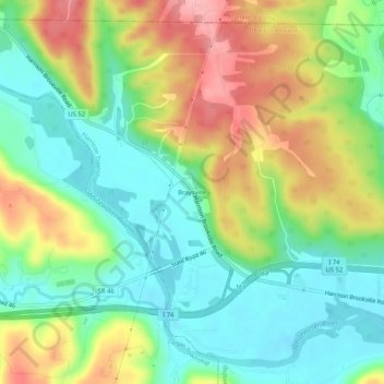 Braysville topographic map, elevation, terrain