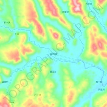 大河镇 topographic map, elevation, terrain