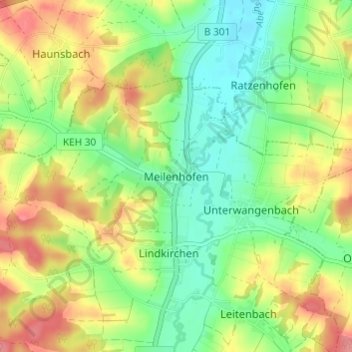 Meilenhofen topographic map, elevation, terrain