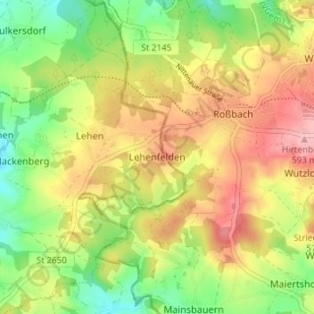 Lehenfelden topographic map, elevation, terrain