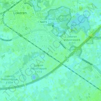 Bokslaar topographic map, elevation, terrain