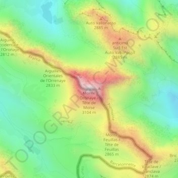 Tête de Moïse topographic map, elevation, terrain