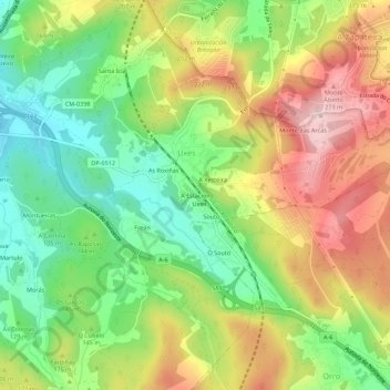A Estación topographic map, elevation, terrain