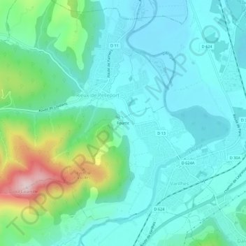 Fourtic topographic map, elevation, terrain