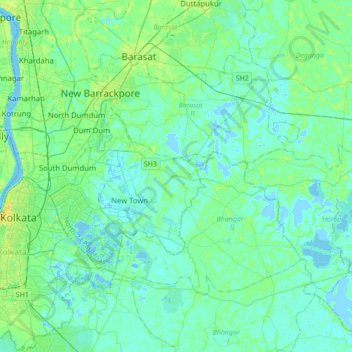 Rajarhat topographic map, elevation, terrain