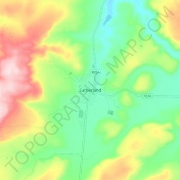 Sutherland topographic map, elevation, terrain