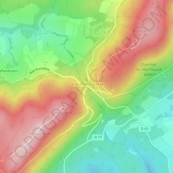 Col du Pfaffenschlick topographic map, elevation, terrain