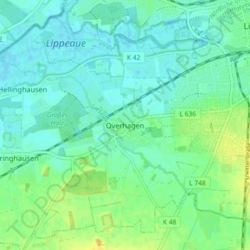 Overhagen topographic map, elevation, terrain