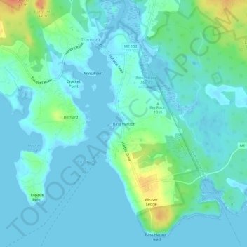 Bass Harbor topographic map, elevation, terrain