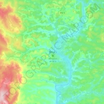 Bria topographic map, elevation, terrain