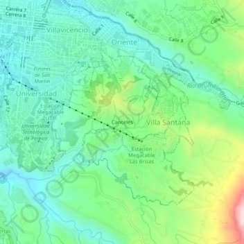 Canceles topographic map, elevation, terrain