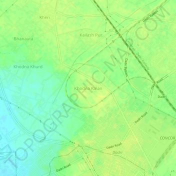 Khodna Kalan topographic map, elevation, terrain