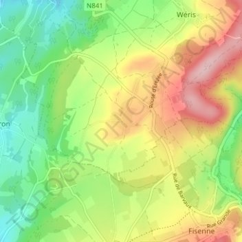 Oppagne topographic map, elevation, terrain