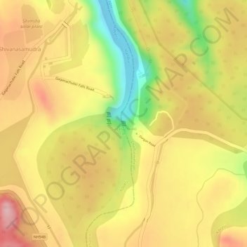 Gaganachukki Falls topographic map, elevation, terrain