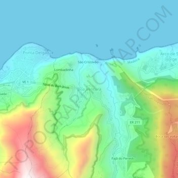 Boaventura topographic map, elevation, terrain