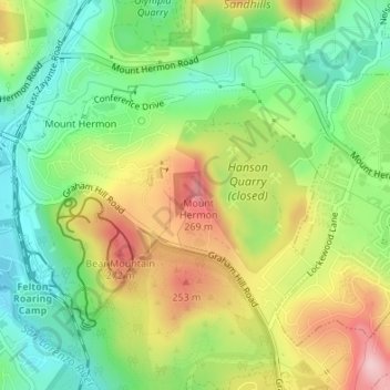 Mount Hermon topographic map, elevation, terrain