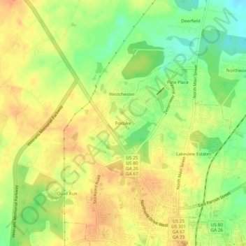 Foxlake topographic map, elevation, terrain
