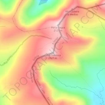 Peña Trevinca topographic map, elevation, terrain