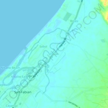 Tocok topographic map, elevation, terrain
