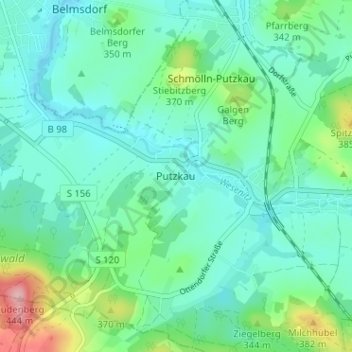 Putzkau topographic map, elevation, terrain