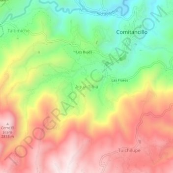 Agua Tibia topographic map, elevation, terrain