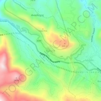 Vrachasi topographic map, elevation, terrain
