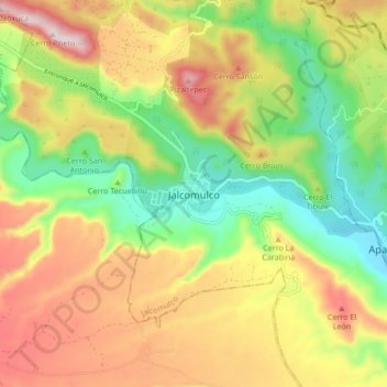 Jalcomulco topographic map, elevation, terrain