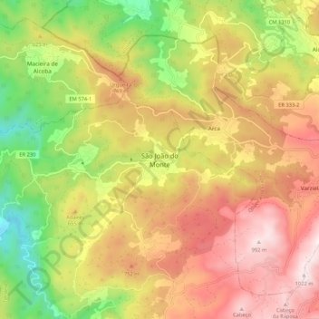 São João do Monte topographic map, elevation, terrain