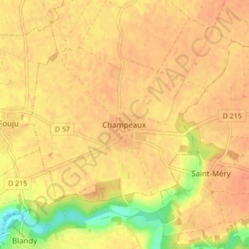 Champeaux topographic map, elevation, terrain