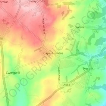 Capel Hendre topographic map, elevation, terrain