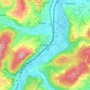 Friedlos topographic map, elevation, terrain