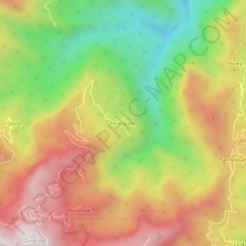 Huasquilla topographic map, elevation, terrain